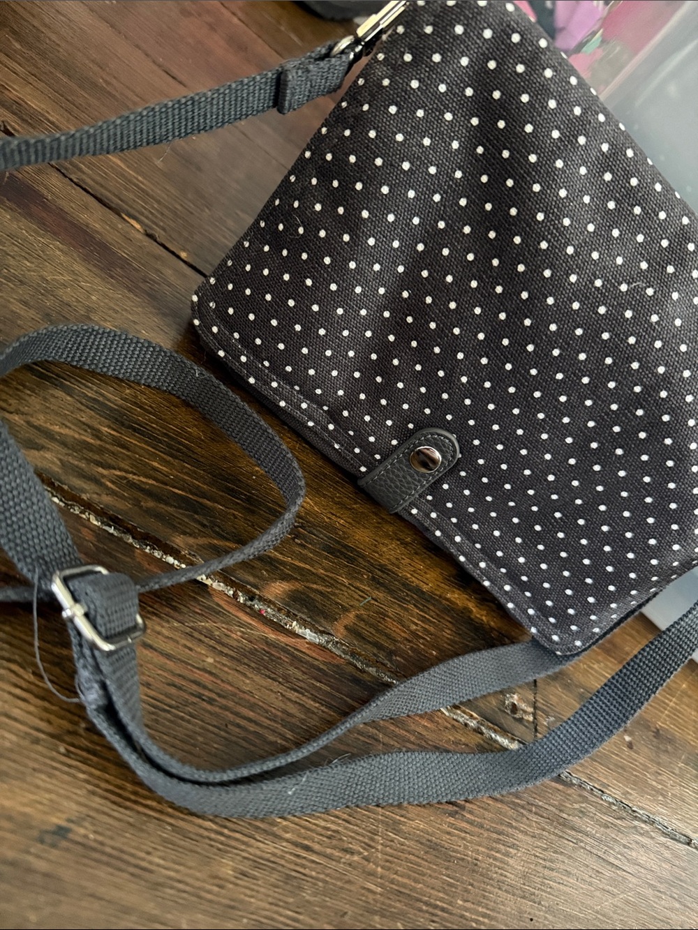 thirty-one Black with White Polka Dot Messenger Bag